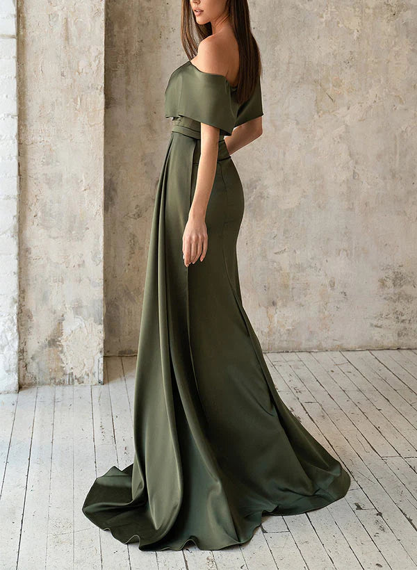 Wholesale Trumpet/Mermaid One-Shoulder Satin Mother Of The Bride Dresses With Ruched